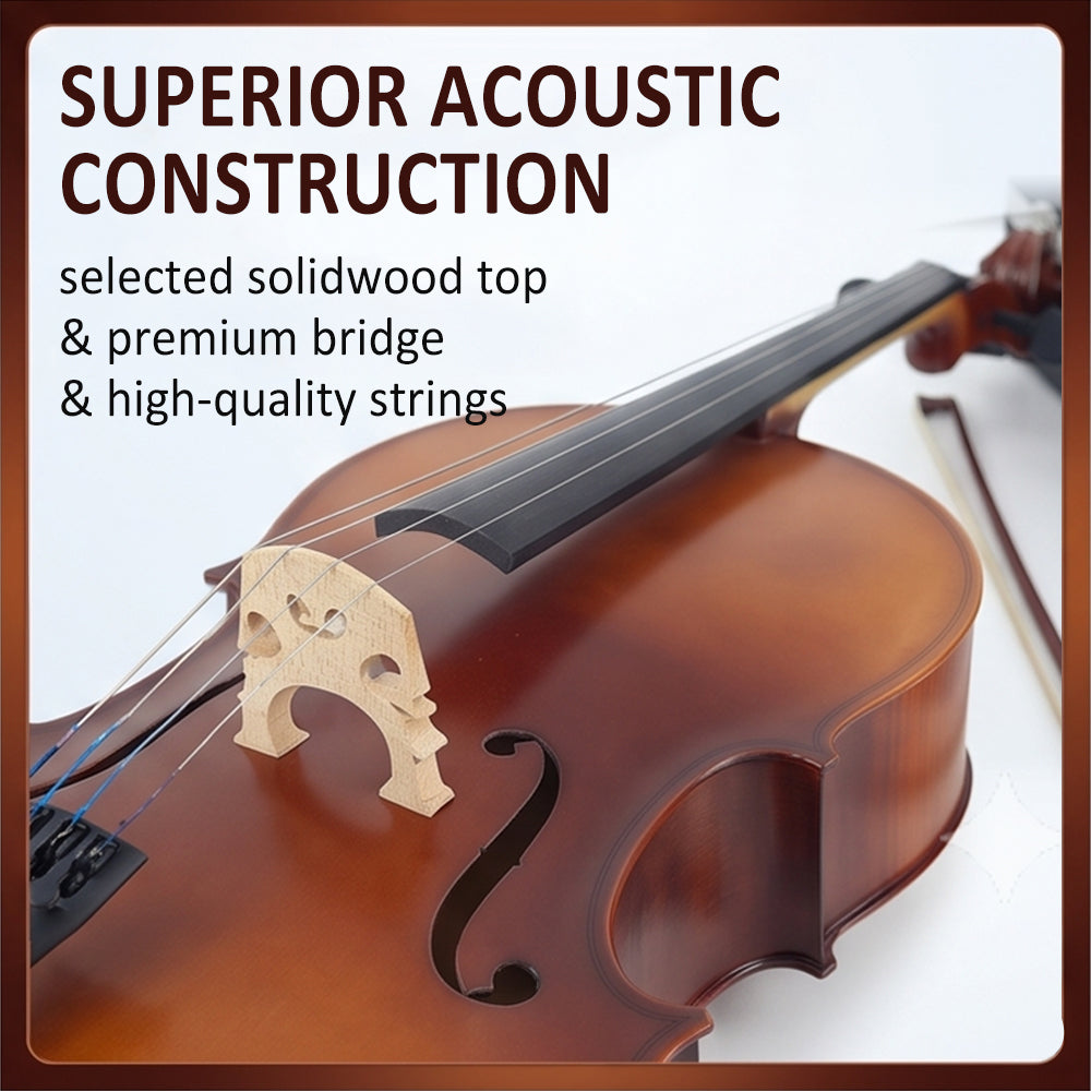 Yinfente 1/8 Cello for Beginner Student and Adult 4-String Acoustic Cello kit with Brazilwood Bow Soft Bag Rosin and Bridge