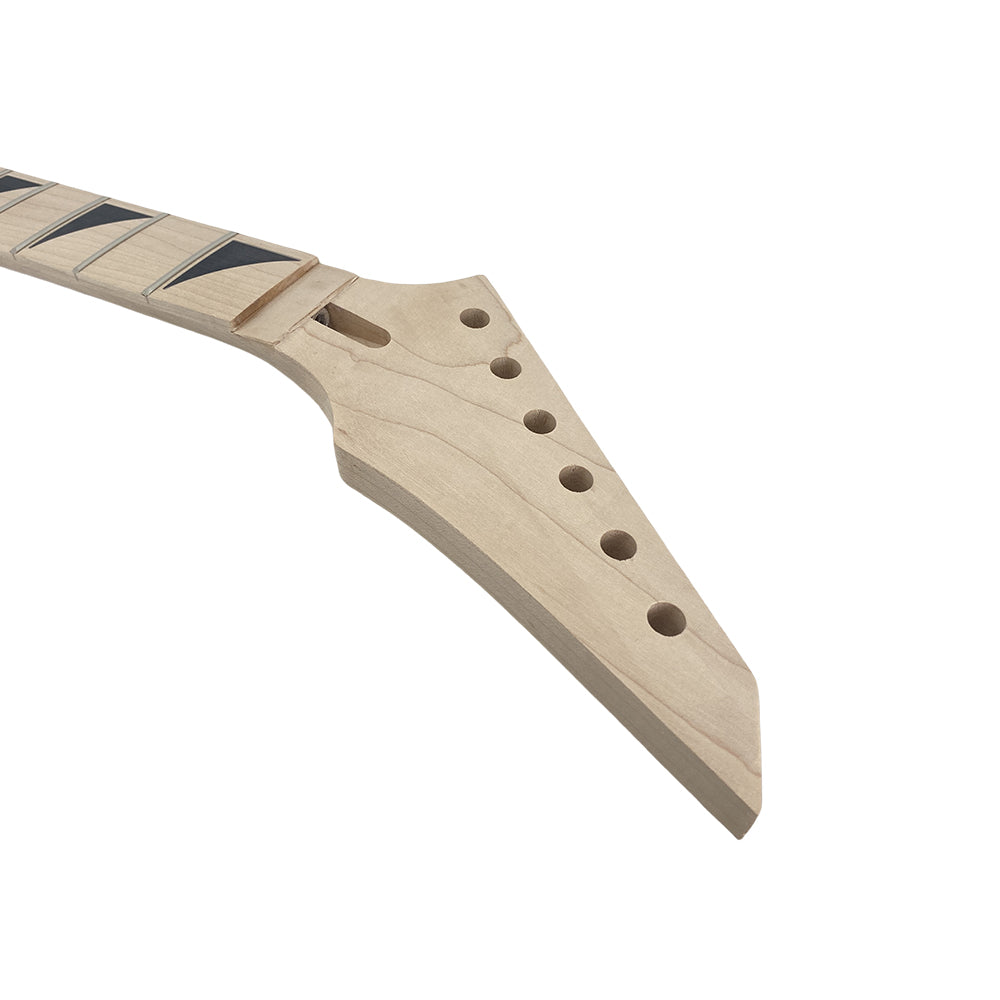 Yinfente Unfinished Maple Electric Guitar Neck 24 Fret 25.5Inch Maple Fretboard Shark Fin Inlay Bolt on Guitar Neck Replacement