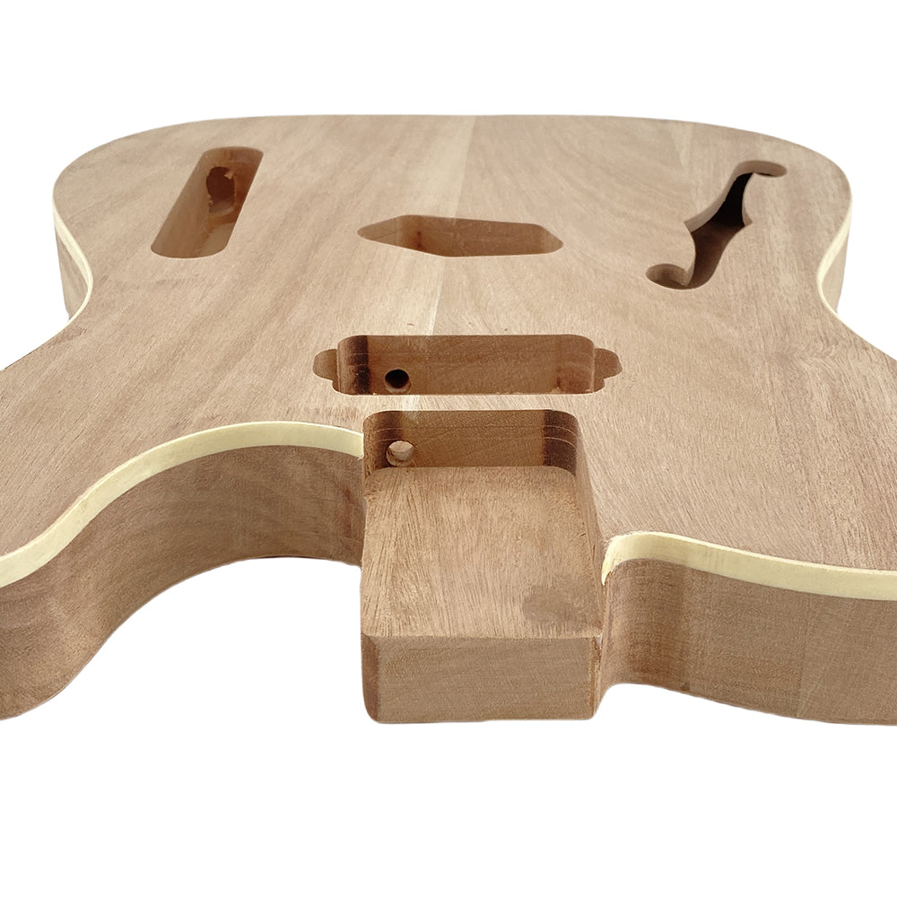 Yinfente 1pcs Semi-hollow Mahogany Guitar Body T-Style with Binding F-hole Unfinished