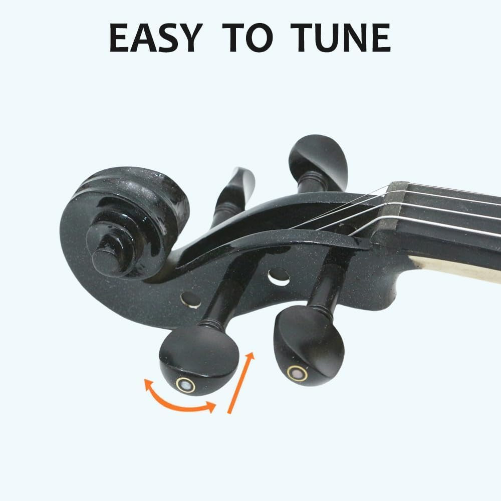 Electric Violin 4/4 Full Size Silent 4 String Student Beginner Violin Ebony Fittings with Case Bow Shoulder Rest Rosin Cable Headphone