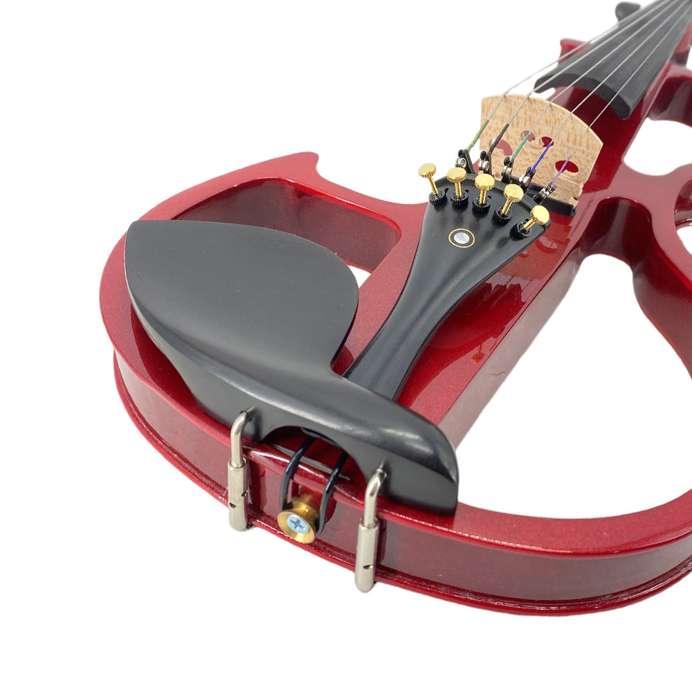 Yinfente 5 String Electric Viola 16inch Full Size Solid Wood Ebony Parts Burgundy Red Free Case Bow