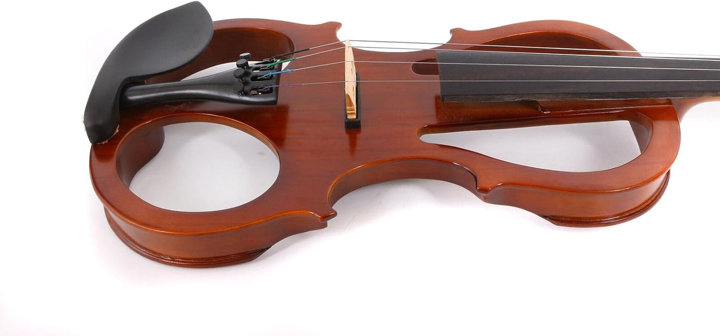 Yinfente Electric Violin Red 4/4 Full Size Solid Wood For Beginner,Adult,4 String Professional,Silent Electric Violins With Ebony Fittings
