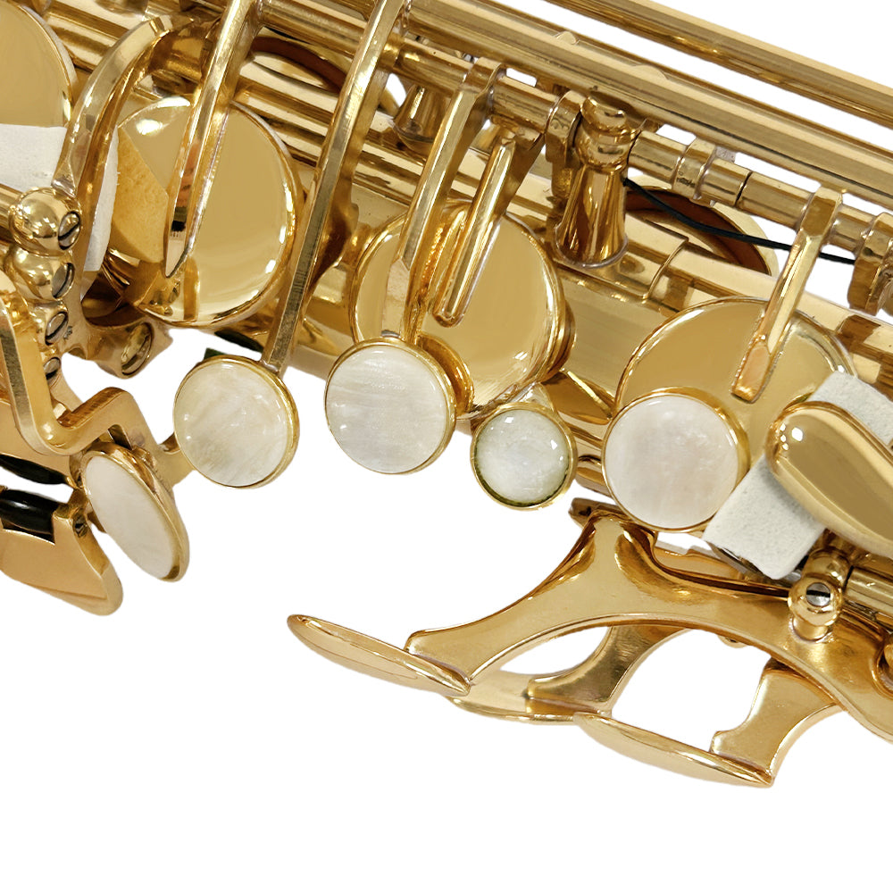 Yinfente Alto Saxophone Beginner Kit for Eb Gold Brass with Case, Reeds, Mouthpiece & Cleaning Kit Professional Sound & Easy to Play