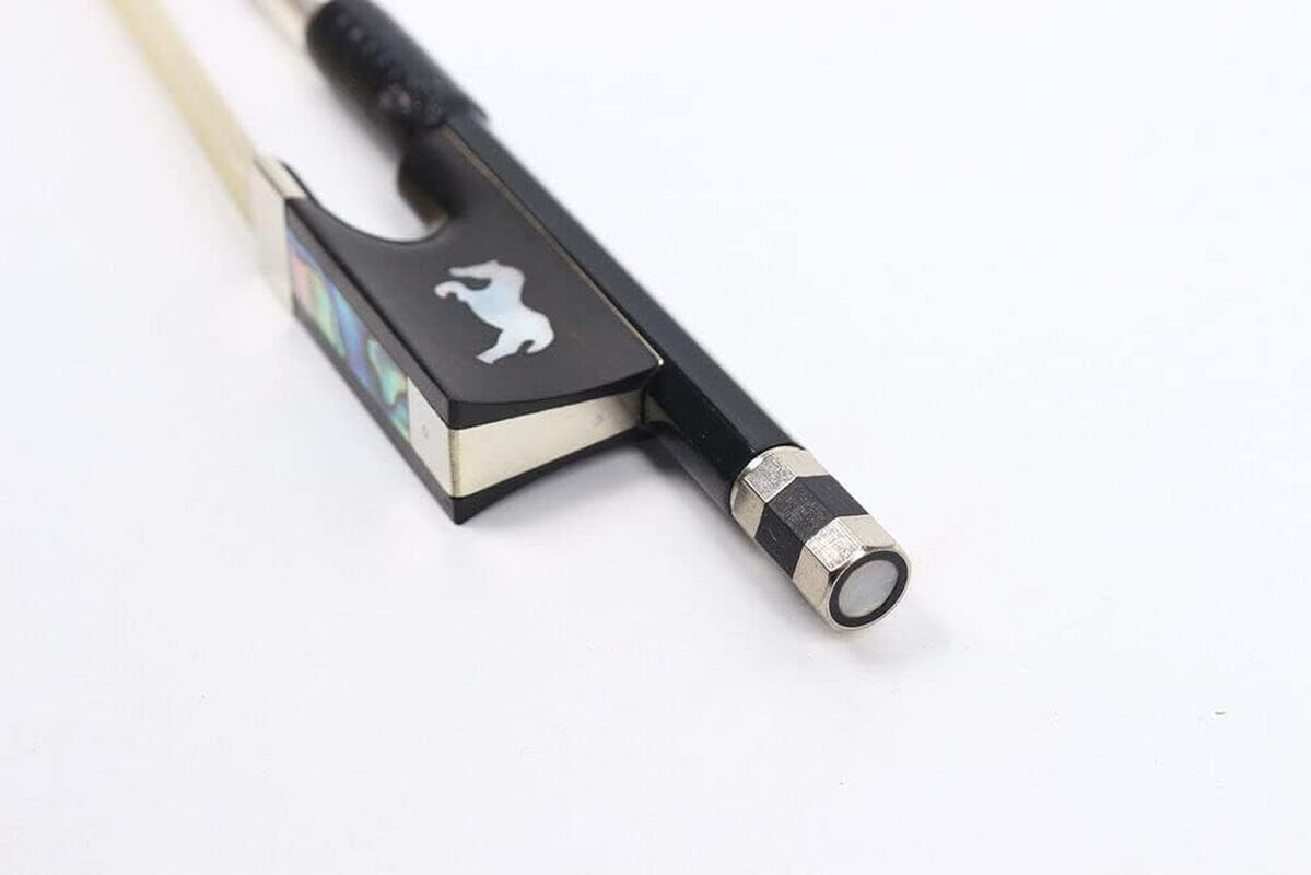 New 4/4 Violin Bow Black Carbon Fiber Stick Horse Inlay AAA Bow Hair Ebony Frog