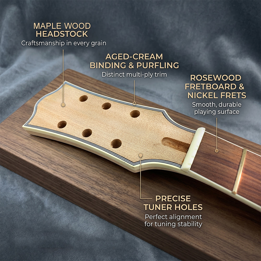 Yinfente Mahogany DIY Electric Guitar Neck 22Fret 24.75inch Unfinished Trapezoid Set in for Lp guitar necks parts