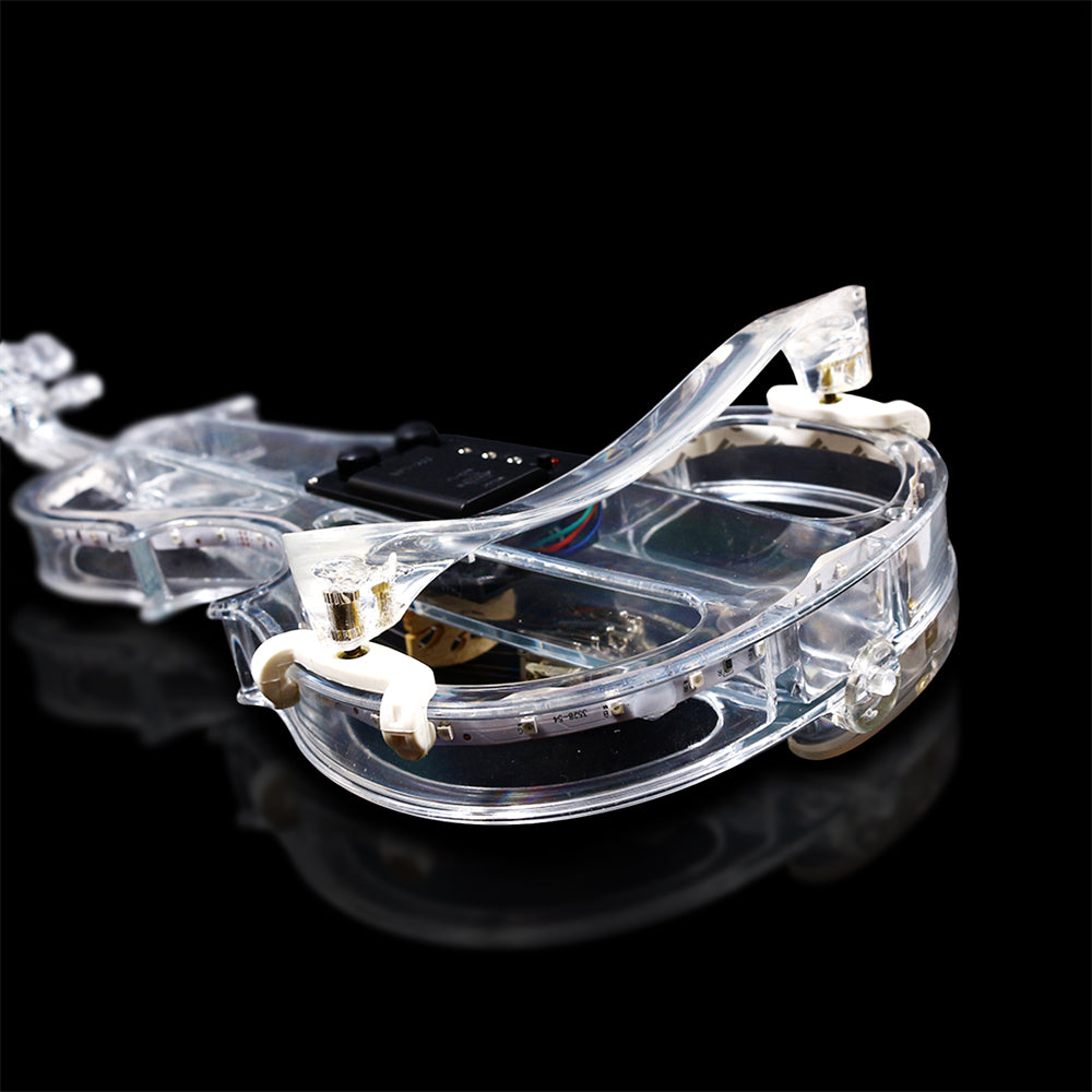 Yinfente Electric Violin 4/4 Full Size Transparent Acrylic Body Led Light Three Colors Led Bow Case Transparent Violin Shoulder Rest Extra Strings for Beginner