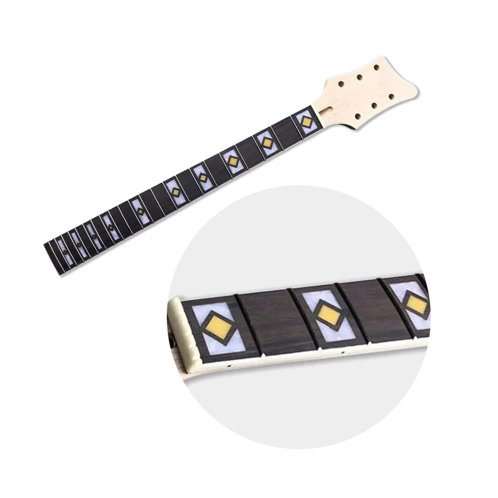 Yinfente Guitar Neck 22Fret 24.75Inch Maple Wood Rosewood Fretboard Block Inlay Bolt on Heel DIY Guitar Replacement (24.75Inch)
