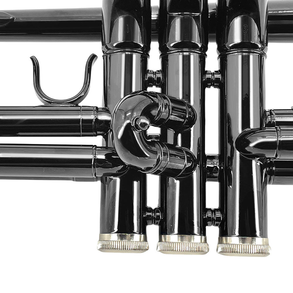 Yinfente Bb Standard Black Trumpet Set for Beginner or Advance Student, Brass Student Trumpet Instrument With Hard Case, 7C Mouthpiece, Cleaning Kit