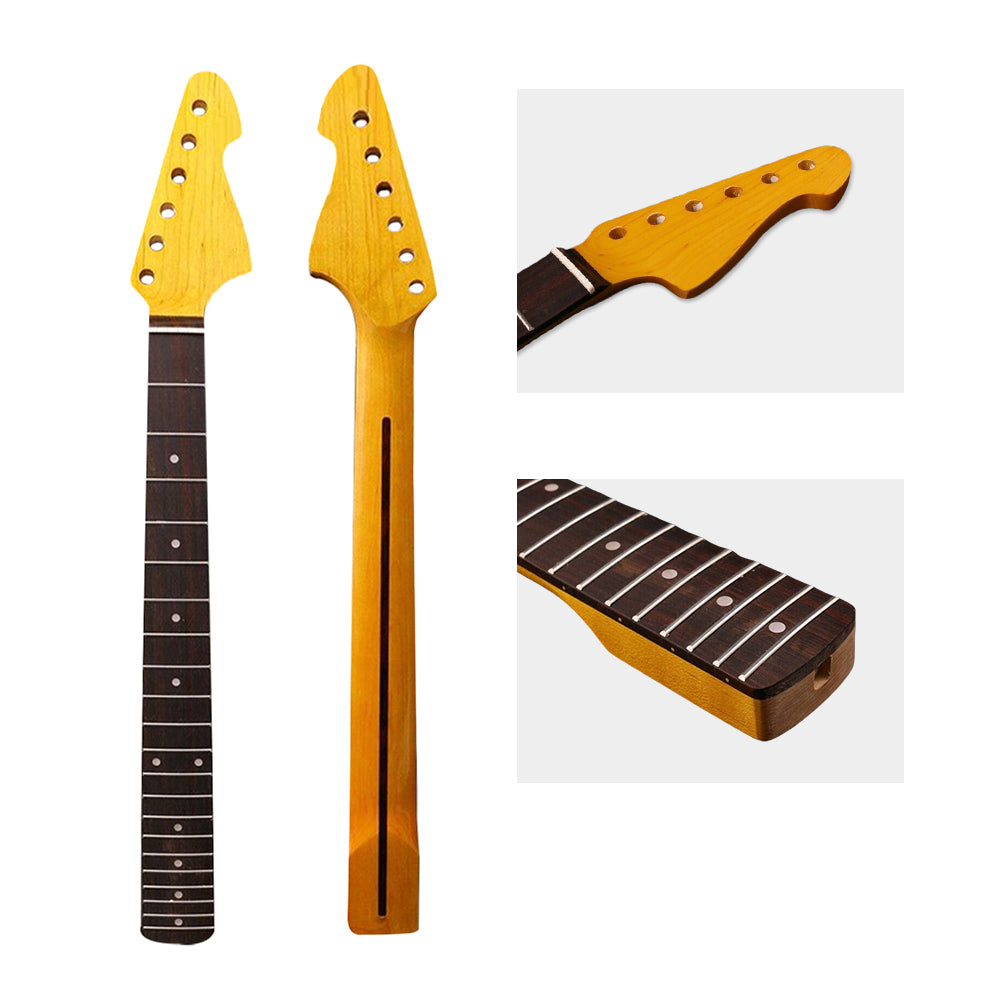 Yinfente Yellow Paint Maple Electric Guitar Neck 21Fret 25.5Inch Rosewood Fretboard Dot Inlay Bolt on Guitar Neck Replacement