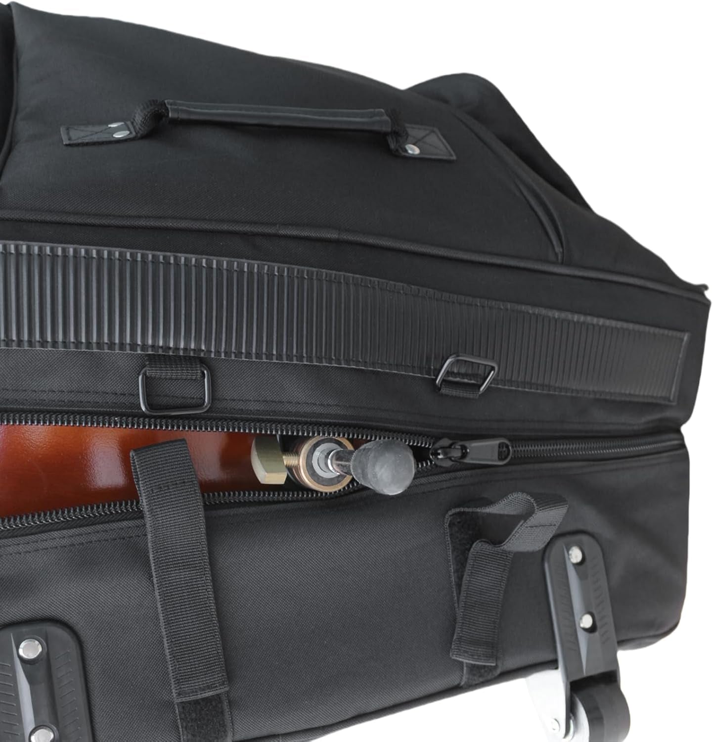 3/4 Upright Bass Gig Bag with Adjustable Backstrap&Handle&Wheel&More Storage Pockets Double Bass Bag for Musicians Durable and Portable Black
