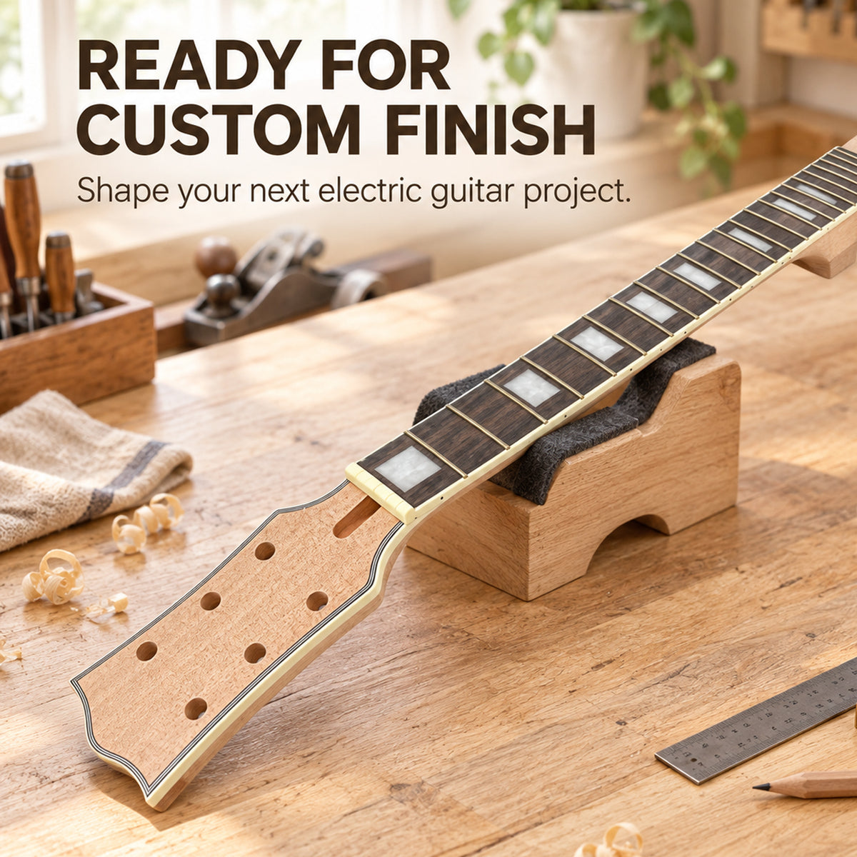 New Guitar Neck 22fret 24.75inch Mahogany Rosewood Fretboard Binding Head Set in