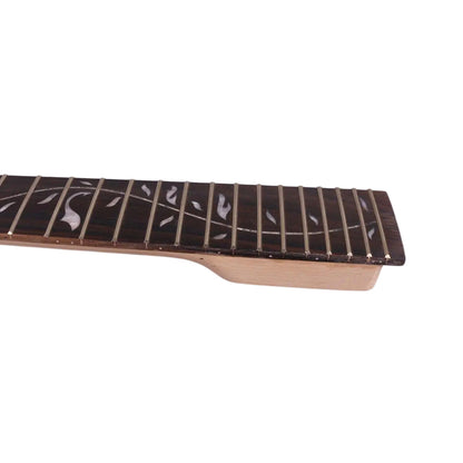Yinfente 24 Fret Guitar Neck Paddle Head 25.5 Inch Rosewood Fretboard Vine Inlay DIY