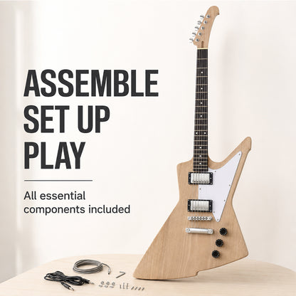 DIY Guitar Kit with Mahogany Body Mahogany Neck with Rosewood Fretboard 6 String DIY Electric Guitar Kit with All Components to Build Your Own Guitar