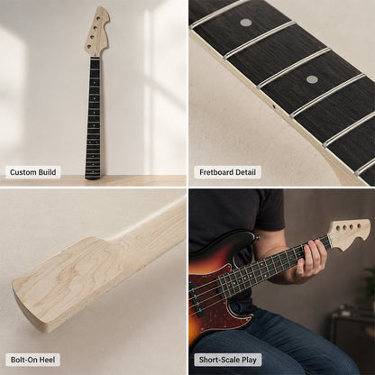 Yinfente New Bass guitar neck 20fret 30inch Maple Rosewood Fretboard Dots Inlay Bolt On
