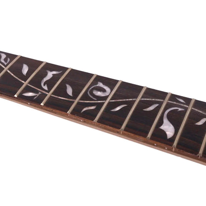 Yinfente 24 Fret Guitar Neck Paddle Head 25.5 Inch Rosewood Fretboard Vine Inlay DIY