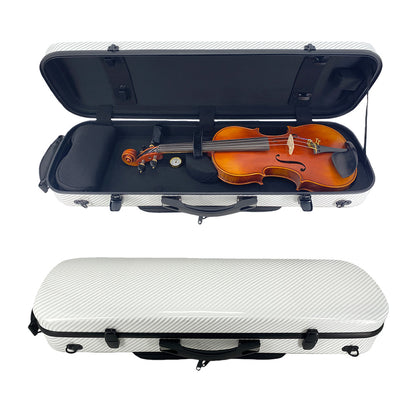 Yinfente 4/4 New Violin Case Carbon Fiber Violin Box Oblong Case Strong Light Full Size Music Sheet Bag (White)