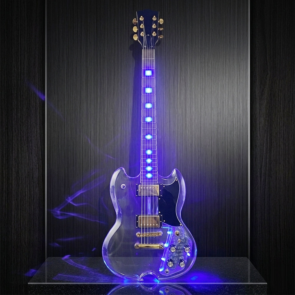 Yinfente LED Light Electric Guitar Transparent Acrylic Body Crystal Guitar Maple Neck Sweet Tone