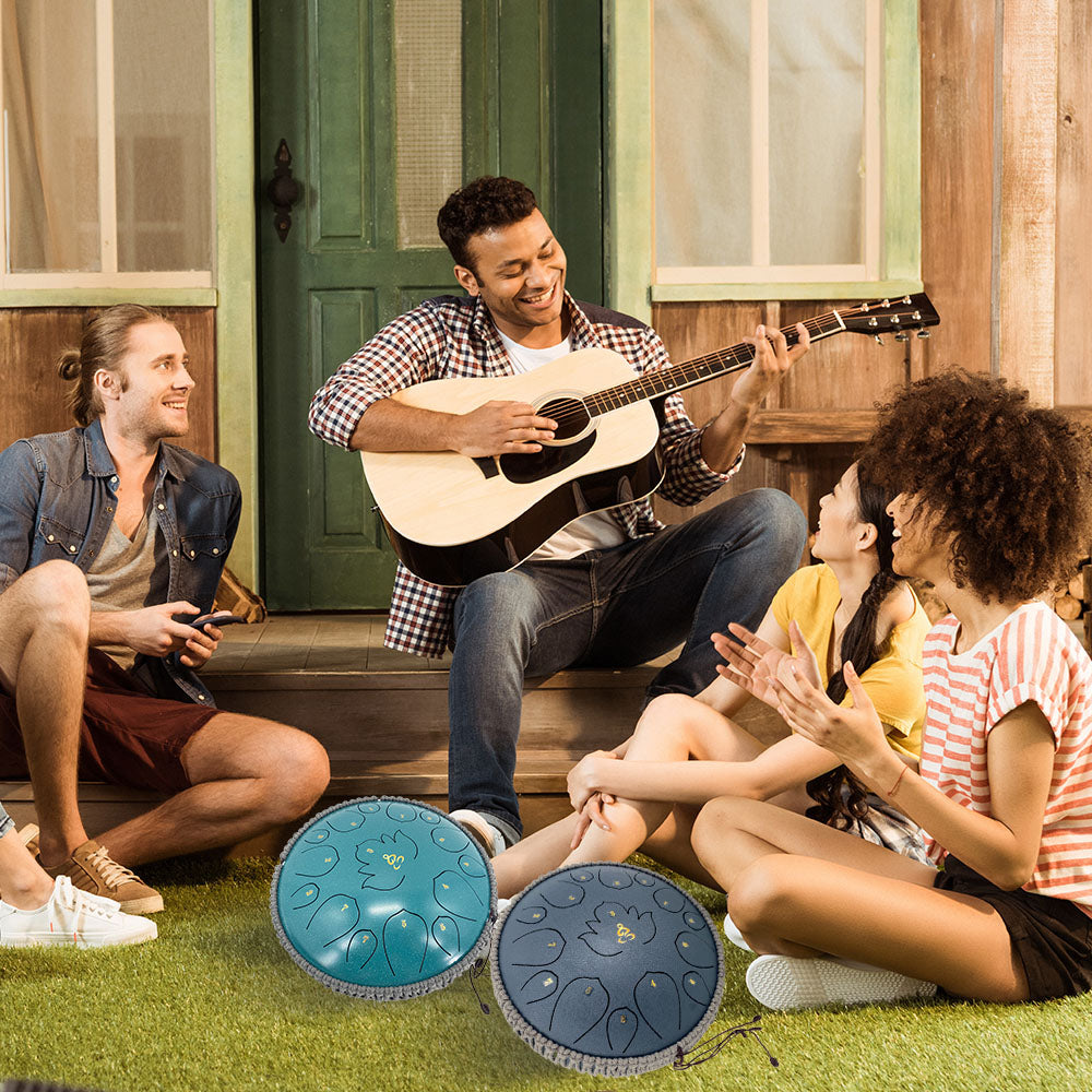 Yinfente 13 Inches 15 Notes Rain Drum for outside Garden, Steel Tongue Drum with Mallets & Carry Bag Musical Instrument for Adults D Major
