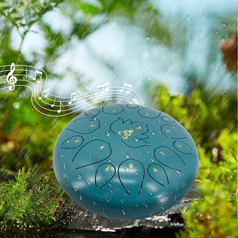 Yinfente 12 Inches 15 Notes Rain Drum for Outside,Steel Tongue Drum with Mallets & Storage Bag,Meditation Rain Chime for Adults,Friends,Family