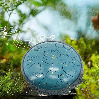 Yinfente 13 Inches 15 Notes Rain Drum for outside Garden, Steel Tongue Drum with Mallets & Carry Bag Musical Instrument for Adults D Major