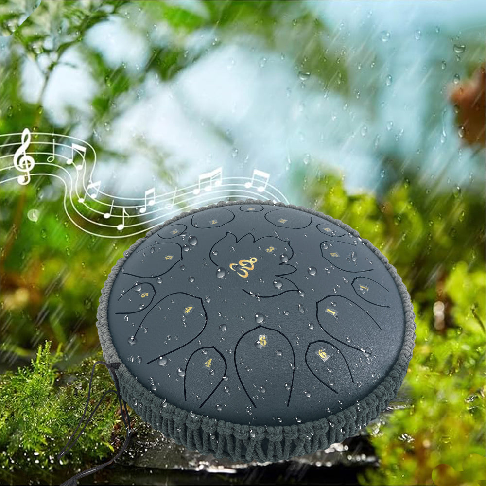 Yinfente 12 Inches 15 Notes Rain Drum for Outside,Steel Tongue Drum with Mallets & Storage Bag,Meditation Rain Chime for Adults,Friends,Family