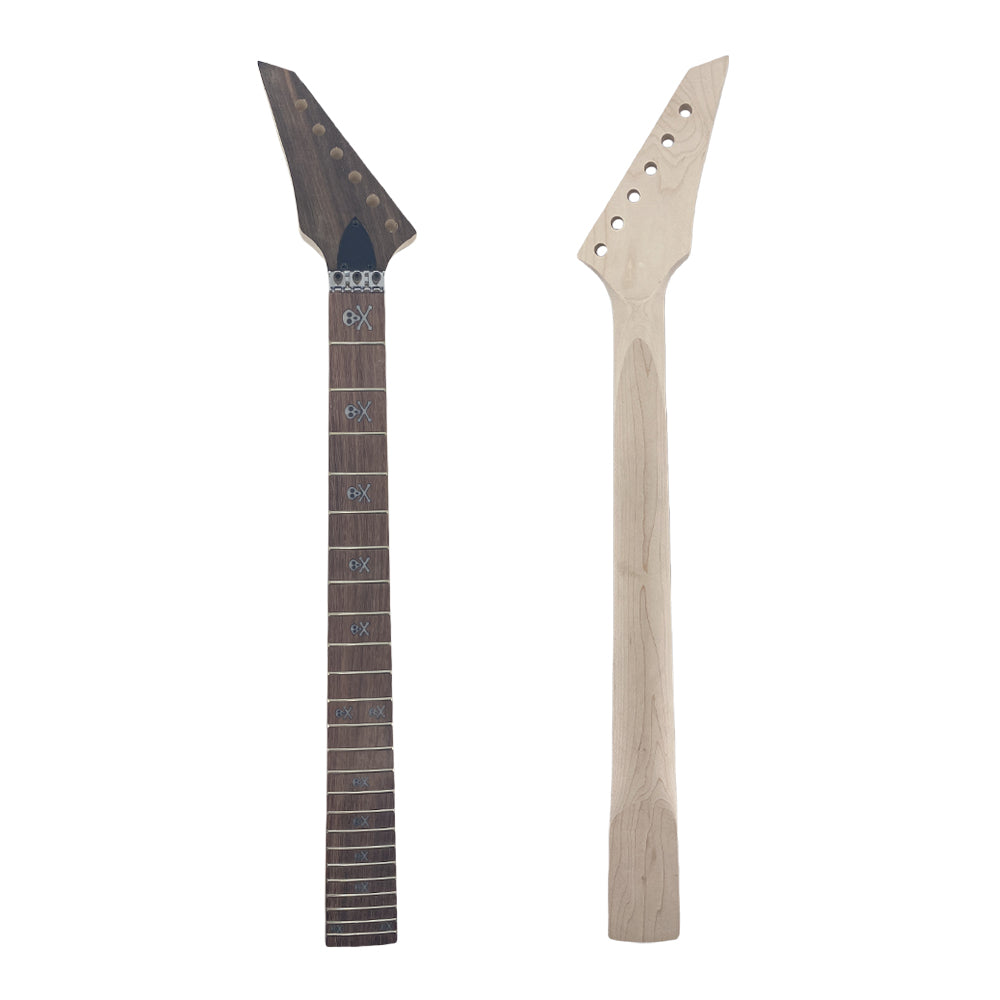 Yinfente Guitar Neck 24Fret 25.5Inch Reversed Head Maple Wood Bolt on Heel Shark Fin Inlay DIY Guitar