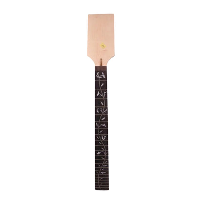 Yinfente 24 Fret Guitar Neck Paddle Head 25.5 Inch Rosewood Fretboard Vine Inlay DIY