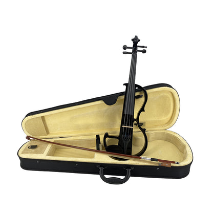 Yinfente Electric Violin 4/4 Full Size Silent 4 String Student Beginner Violin Ebony Fittings with Case Bow Shoulder Rest Rosin Cable Headphone