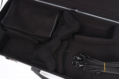 Double Violin Case for Violin/Viola Case Mixed Carbon Fiber 4/4 Full Size Black/White (White)