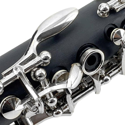 Professional Ebonite Clarinete C Key Clarinet for Beginner Students with 2 Barrels Hard Case Cleaning Kit Mouthpice Cork Grease Gloves