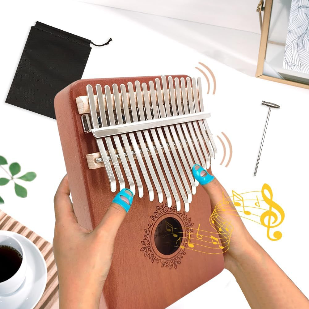 Kalimba 17 Key Thumb Piano Wooden Finger Piano with Tuning Hammer，Instructions，Carrying Bag Gifts for Adults，Beginners