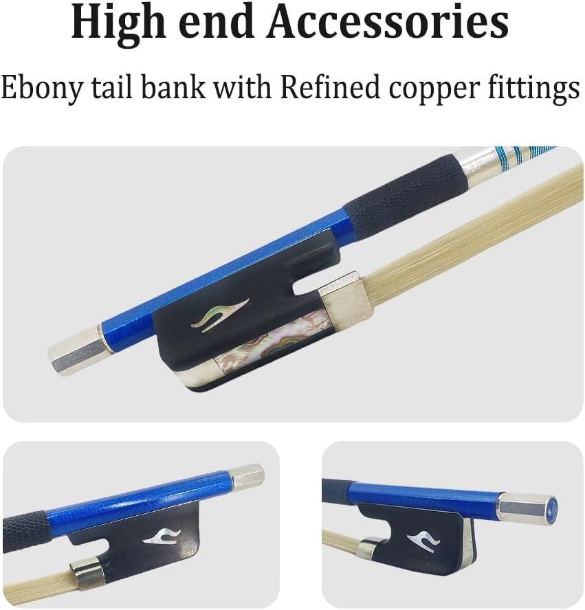 Cello Bow 4/4 Carbon Fiber Lightweight Well Balance Natural Mongolian Stallion Horse Ebony Frog with Nice Inlay Hand Crafted by Professional Master