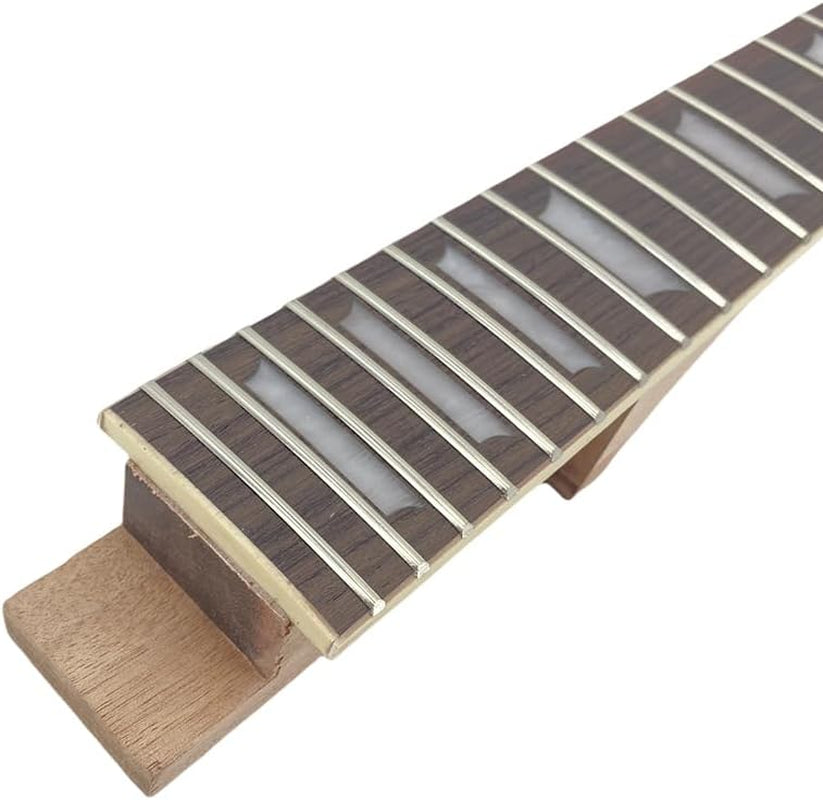 Electric Guitar Neck 22 Fret 24.75 Inch Mahogany Rosewood Fretboard Guitar Neck Replacement Set in Heel DIY Guitar Project (Standard Style)
