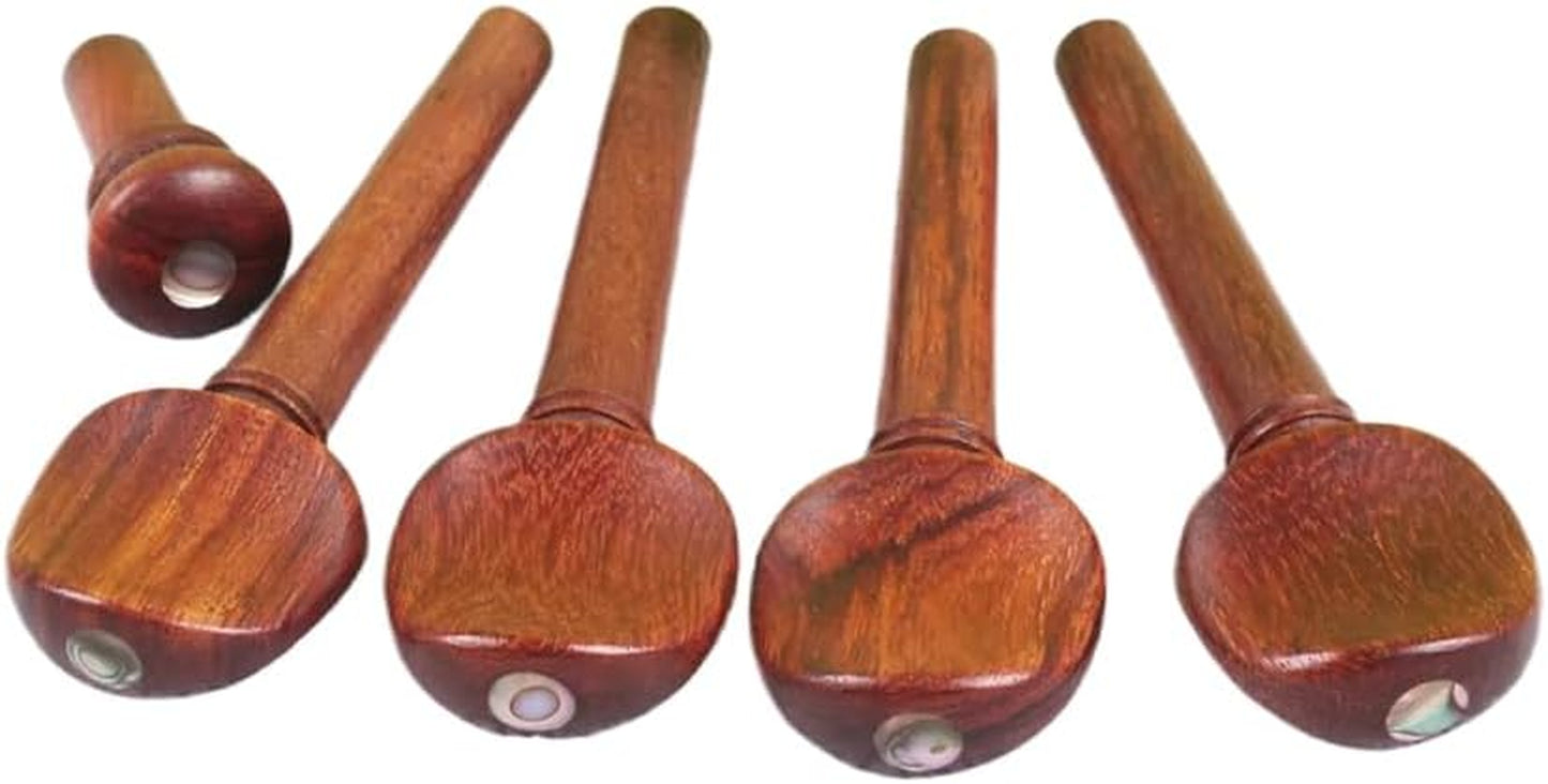 4/4 Violin Parts Kit Full Size Violin Accessories Natural Redwood Peg Tailpiece Fine Tuner Chin Rest Clamp End Pin (4/4-Redwood)