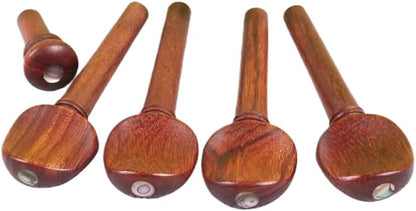 4/4 Violin Parts Kit Full Size Violin Accessories Natural Redwood Peg Tailpiece Fine Tuner Chin Rest Clamp End Pin (4/4-Redwood)
