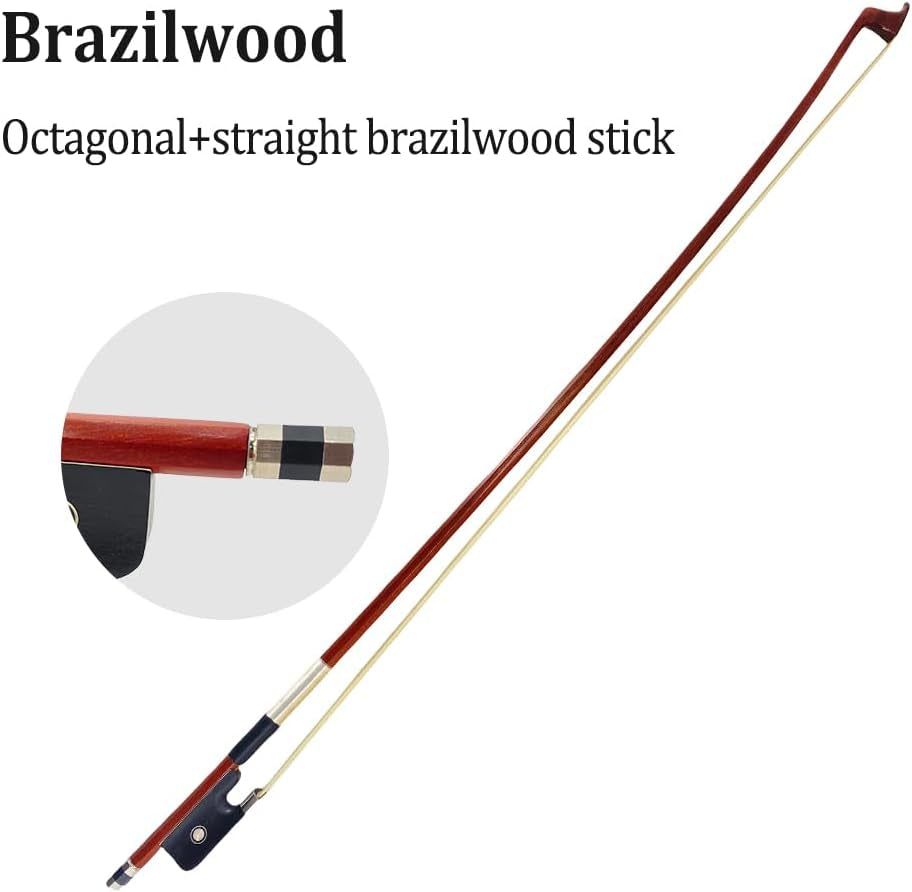 Brazilwood Cello Bow 4/4 Full Size Natural Mongolian Horse Hair, Ebony Frog with Circle Inlay Handcrafted Well Balance