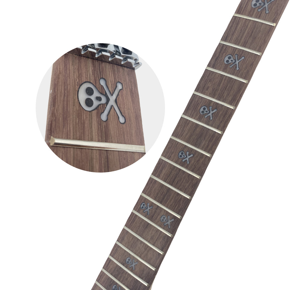 Yinfente Guitar Neck 24Fret 25.5Inch Reversed Head Maple Wood Bolt on Heel Shark Fin Inlay DIY Guitar