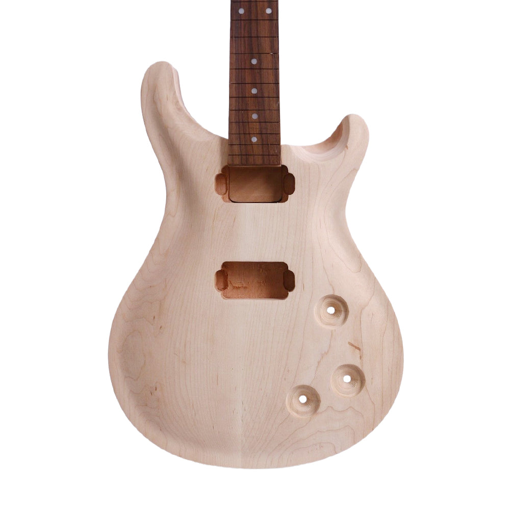 Yinfente 1Set Guitar Kit Guitar Neck 22Fret 24.75Inch Guitar Body Mahogany Maple Cap Dot Inlay Set in DIY