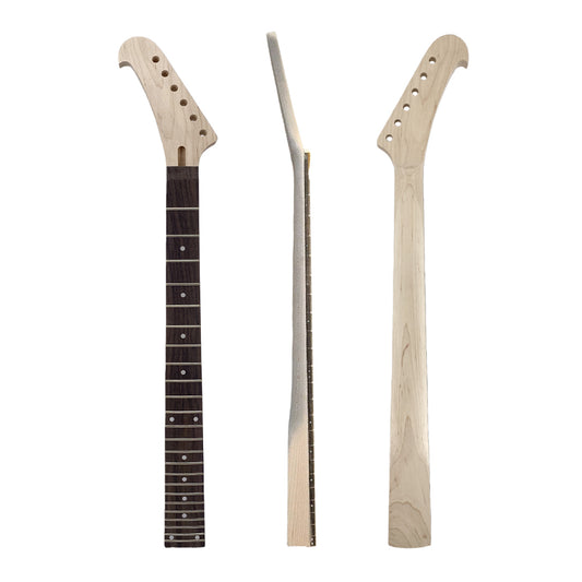 Yinfente Guitar Neck 22 Fret 25.5 Inch Maple Rosewood Fretboard Reversed Headstock dots Inlay Bolt on Heel