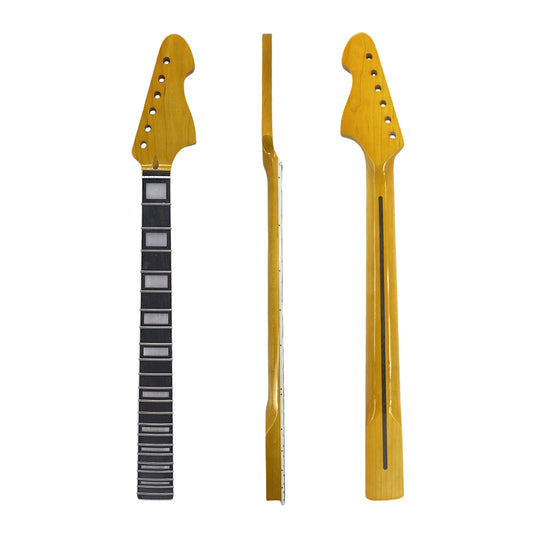 Yinfente Yellow Paint Maple Electric Guitar Neck with White Binding 22Fret 25.5Inch Rosewood Fretboard White Block Inlay Bolt on Guitar Neck Replacement