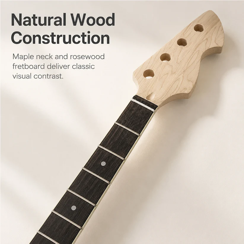 Yinfente New Bass guitar neck 20fret 30inch Maple Rosewood Fretboard Dots Inlay Bolt On