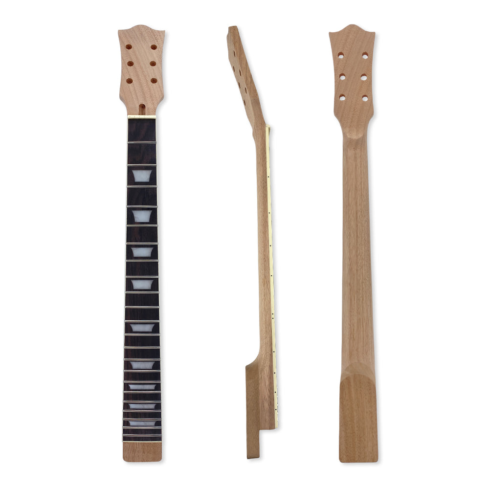 Yinfente unfinished guitar neck replacement 22 fret 24.75 inch SG heel Mahogany Rosewood guitar Fretboard Block Inlay
