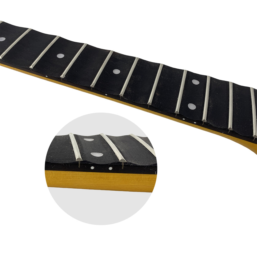 Yellow Paint Maple Electric Guitar Neck 22Fret 25.5Inch Rosewood Fretboard White Dot Inlay Bolt on Guitar Neck Replacement