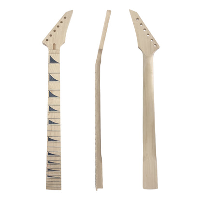 Yinfente Electric Guitar Neck 24 Fret 25.5 Inch Maple Wood Fretboard Guitar Neks Replacement for DIY Guitar Shark Fin Inlay Floyd Rose Locking Style