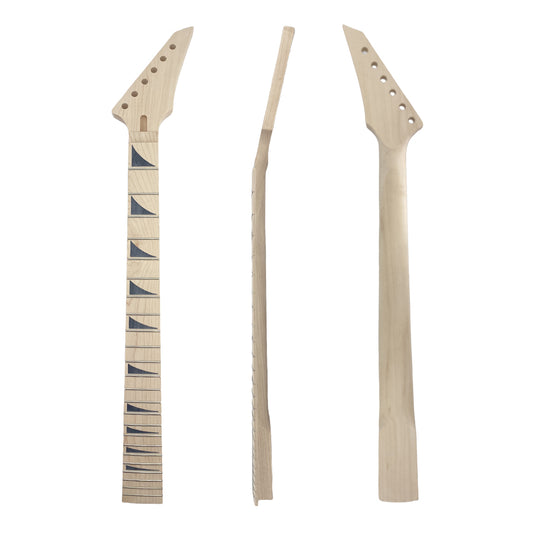Yinfente Electric Guitar Neck 24 Fret 25.5 Inch Maple Wood Fretboard Guitar Neks Replacement for DIY Guitar Shark Fin Inlay Floyd Rose Locking Style