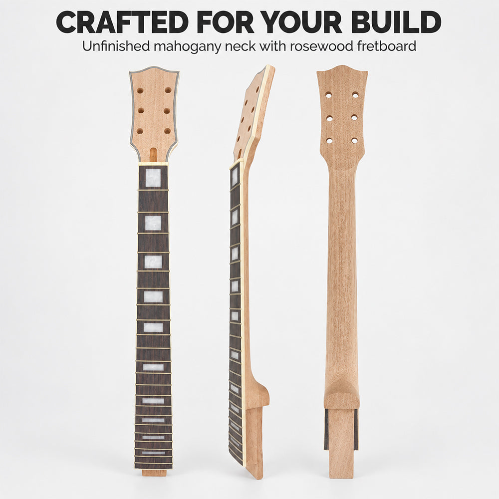New Guitar Neck 22fret 24.75inch Mahogany Rosewood Fretboard Binding Head Set in