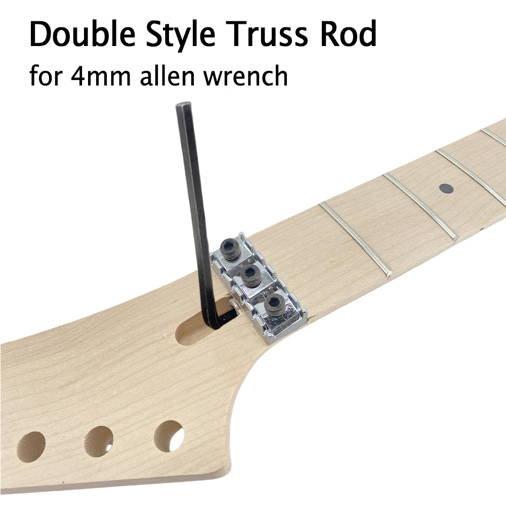 Yinfente Maple Guitar Neck 24Fret 25.5Inch Locking Nut Dot Inlay Bolt on DIY Guitar Necks Replacement