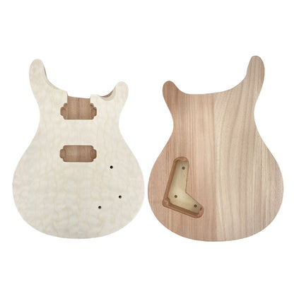 Yinfente Quilted Maple Guitar Body Mahogany Wood Set In Heel Maple Cap HH Pickups Parts