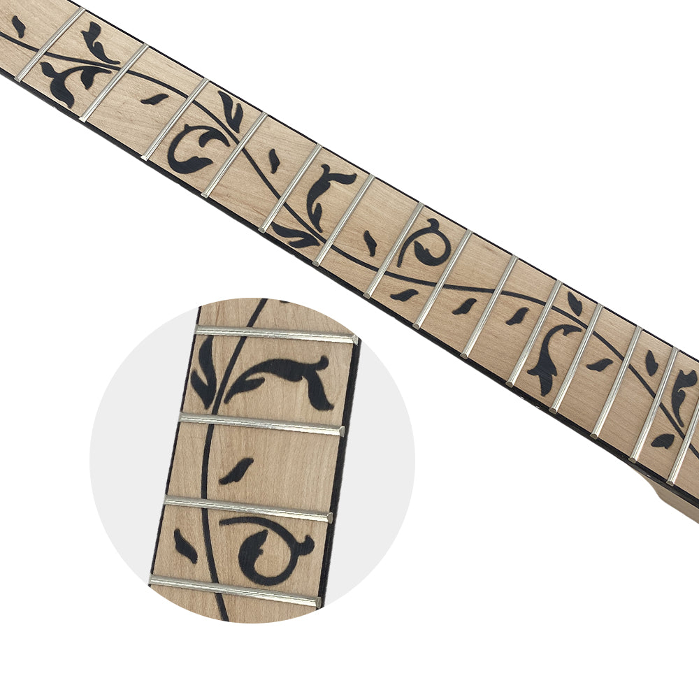 Yinfente Unfinished Electric Guitar Neck Replacement 24 Fret 25.5 Inch Maple Wood Fretboard Binding Headstock