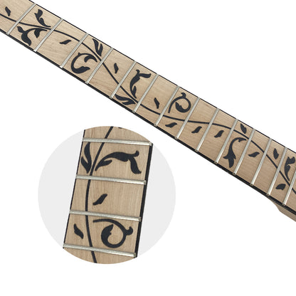 Yinfente Unfinished Electric Guitar Neck Replacement 24 Fret 25.5 Inch Maple Wood Fretboard Binding Headstock